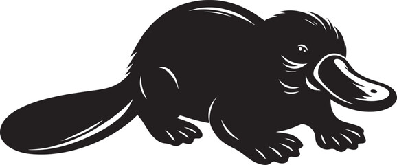 Platypus Silhouette isolated on white background Minimalist Platypus vector shape icon
