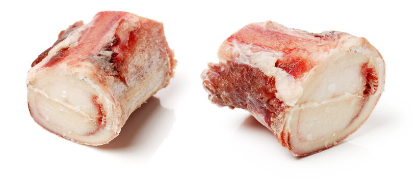 Raw caw bones on white background