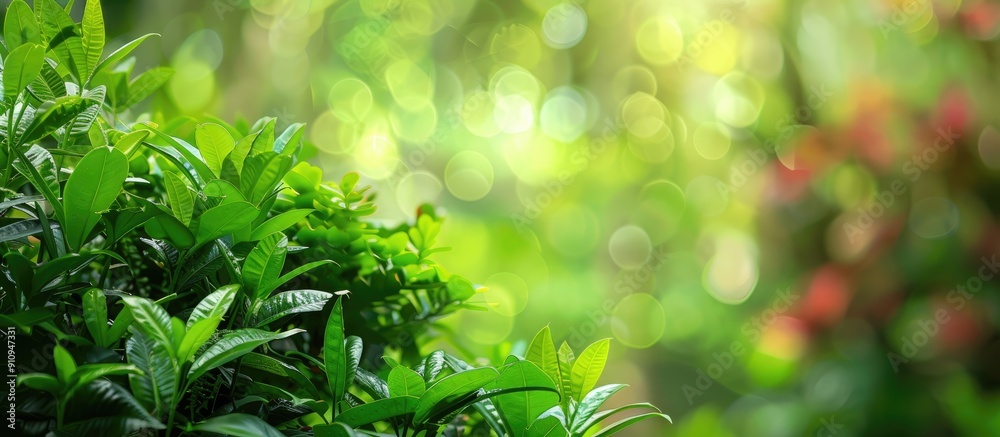 Poster green garden scene with blurred background perfect for a copy space image