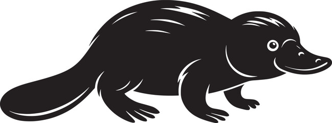Platypus Silhouette isolated on white background Minimalist Platypus vector shape icon