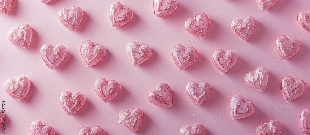 Fototapete a pink heart pattern on a pink backdrop creates a charming valentine s day card or wedding invitatio