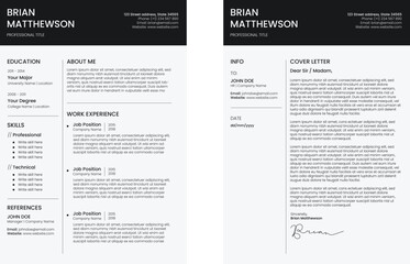 Modern resume template ats friendly. CV and cover letter template set for job seeker.