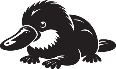 Platypus Silhouette isolated on white background Minimalist Platypus vector shape icon