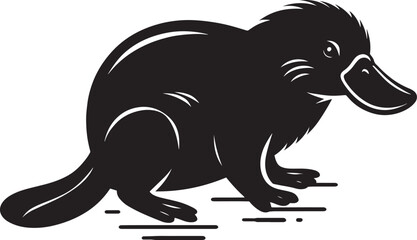 Platypus Silhouette isolated on white background Minimalist Platypus vector shape icon
