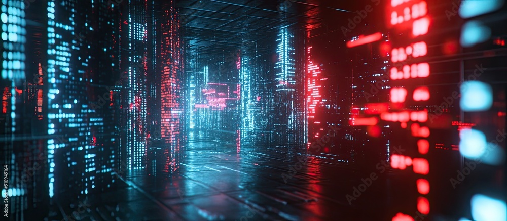 Poster ai rendering of hacking text with technological glitch effects and screen interference