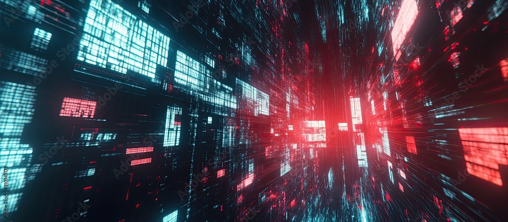 Poster ai rendering of hacking text with technological glitch effects and screen interference