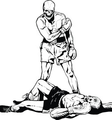 Skull man won the boxing match and posed as Mohamed Ali