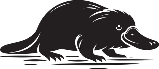 Platypus Silhouette isolated on white background Minimalist Platypus vector shape icon