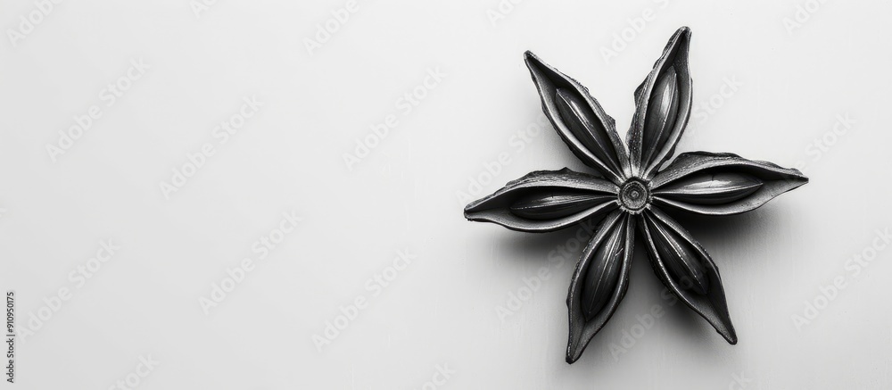 Poster Monochrome star anise in a stylish way against a blank background for a copy space image