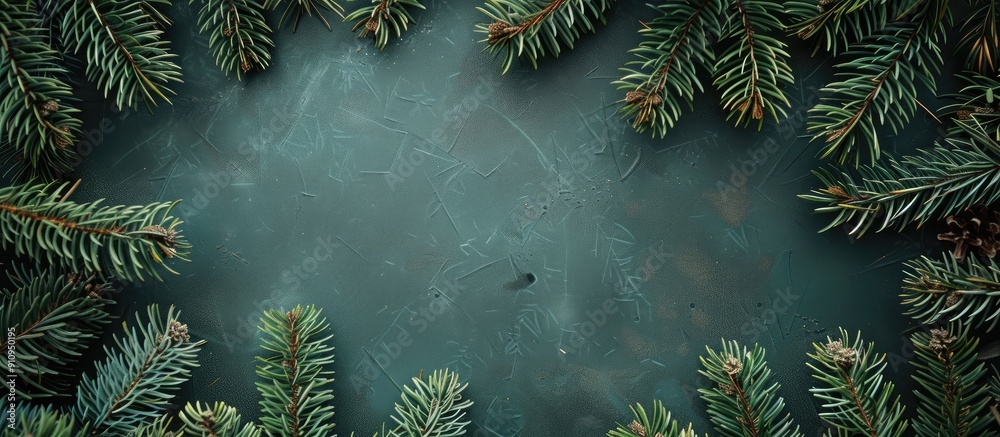 Aufkleber large image of a pine branch surrounding a copy space image