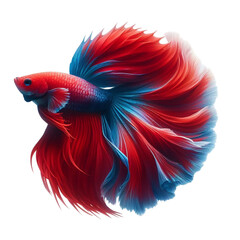 Fototapeta premium Elegant Red Betta Fish with Blue Fins