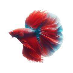 Fototapeta premium Elegant Red Betta Fish with Blue Fins