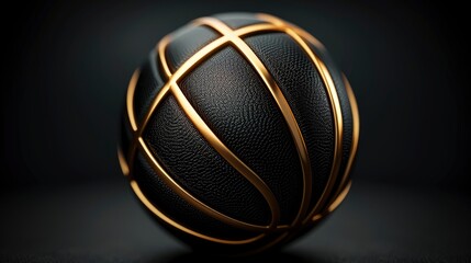 A Black Basketball Ball With Gold Lines, 3D Rendered Illustration, Creating A Luxurious Look, Wallpaper Pictures, Background Hd