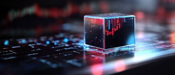 Futuristic Digital Stock Market Display with Data Visualization and Graphs