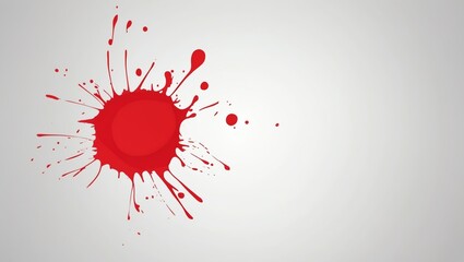 flat aesthetic single red paint splat isolated on whit background