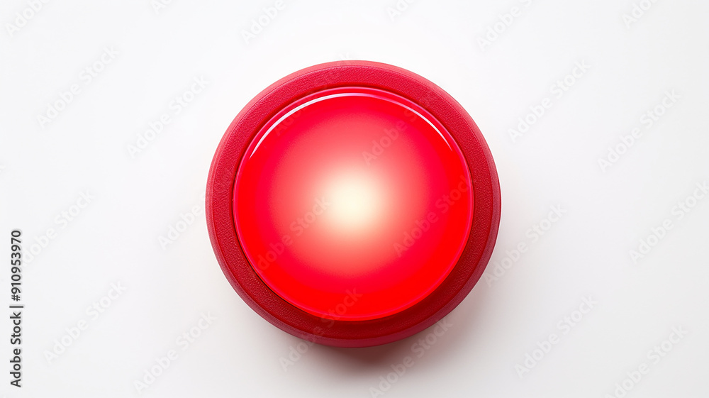 Poster red light fluorescent button isolated on the background of computer graphics website design
