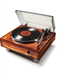 Fototapeta premium Vintage Record Player on Wooden Table