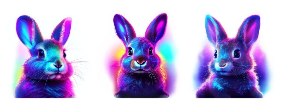 S&uuml;sse niedliche Kinderbilder mit Hase in Neon