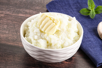 Homemade rice porridge with butter