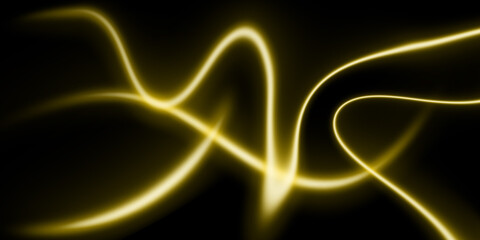 Graphic illustrations have gold curves and wavy lines and glowing. technology future modern wallpaper and black background. Templates for websites, covers