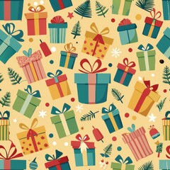 Seamless pattern of cheerful banners and ribbons