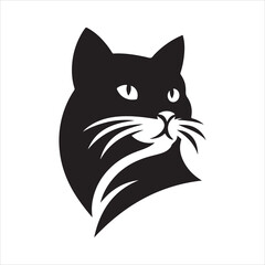 Black vector Cat Logo Type illustration. Silhouette cat icon, logo with black and white