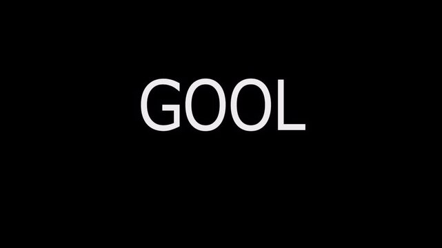 GOOL white color football sign. logo design with black background.3d illustration