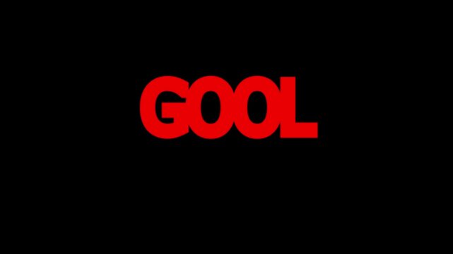 GOOL red color football sign. logo design with black background.3d illustration