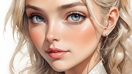 Fototapeta premium portrait of a beautiful girl with blond hair and a smile