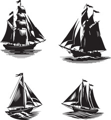 sailboat silhouette isolated on white background 