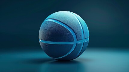 A Basketball Ball With Blue Neon Lights On A Black Background, 3D Illustration, Creating A Futuristic Effect, Wallpaper Pictures, Background Hd