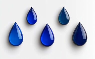 Set of different blue ice rocks isolated on white background