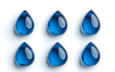 Set of different blue ice rocks isolated on white background