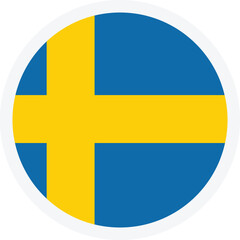 Sweden flag. Circle icon on transparent background. Vector icon, EPS10