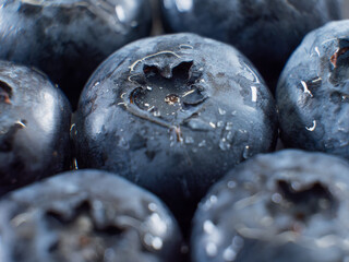 Close-up of Fresh Juicy Blueberries