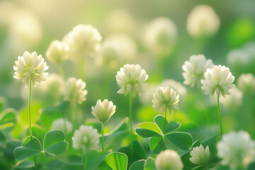 White clover spring background.