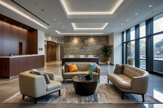 Cozy and modernized lobby of an office
