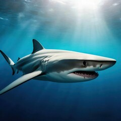 Majestic Great White Shark Gliding Through the Ocean's Depths