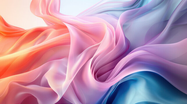 Abstract background,  A series of swirling forms in gentle pastel colors dominate the composition, featuring a clear area at the center for customizable text. This artistic design