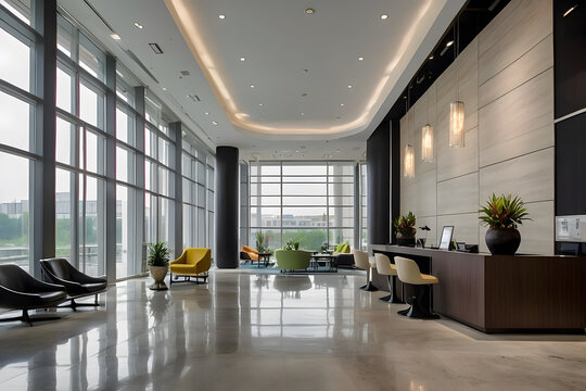 Cozy and modernized lobby of an office