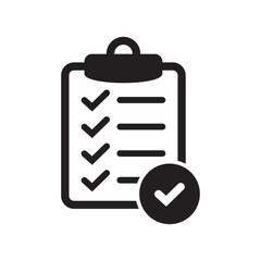 Clipboard with check mark icon isolated on background. Checklist sign symbol for web site and app design.