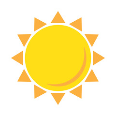 Sun icon in flat style, simple yellow sun.
