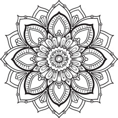 Outline Mandala for coloring book.