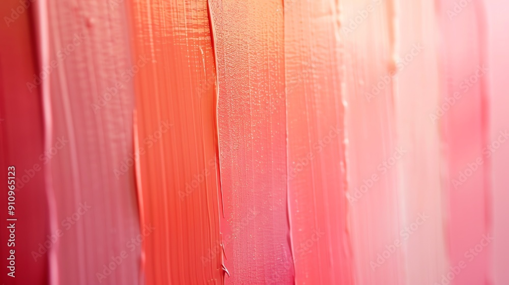 Wall mural Abstract painted background with vertical stripes in pink and orange.