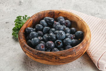 Sweet ripe blueberry on the bowl