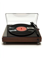 Fototapeta premium Vintage Record Player on Wooden Table
