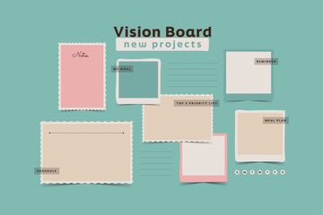 Vector photo collage template moodboard pictures grids vector illustration, vision board  © Lunny Wind
