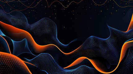 Abstract Digital Waves with Glowing Lines