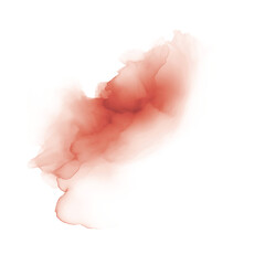 Watercolor splash of rust color on a transparent background