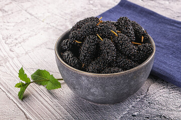 Juicy sweet mulberry in the bowl